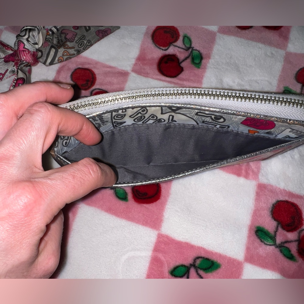 Coach Poppy Butterfly Bandana Metallic Silver Graffiti Wristlet Wallet Y2K 🦋 - Picture 8 of 16